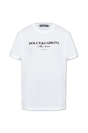 Biały T-shirt z wyszytym logo Dolce & Gabbana - Vitkac Polska